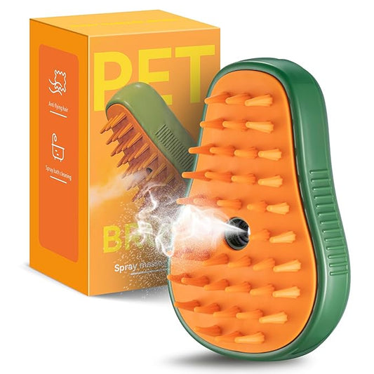 3-in-1 Steam Brush for Cat and Dog Deshedding - Portable Pet Hair Removal Tool for Indoor Shedding, Grooming Supplies-PawvioPets