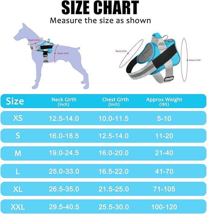 Bolux Dog Harness, No-Pull Reflective Dog Vest, Breathable Adjustable Pet Harness with Handle for Outdoor Walking - No More Pulling, Tugging or Choking (OceanicBlue, XX-Large (Pack of 1))-PawvioPets