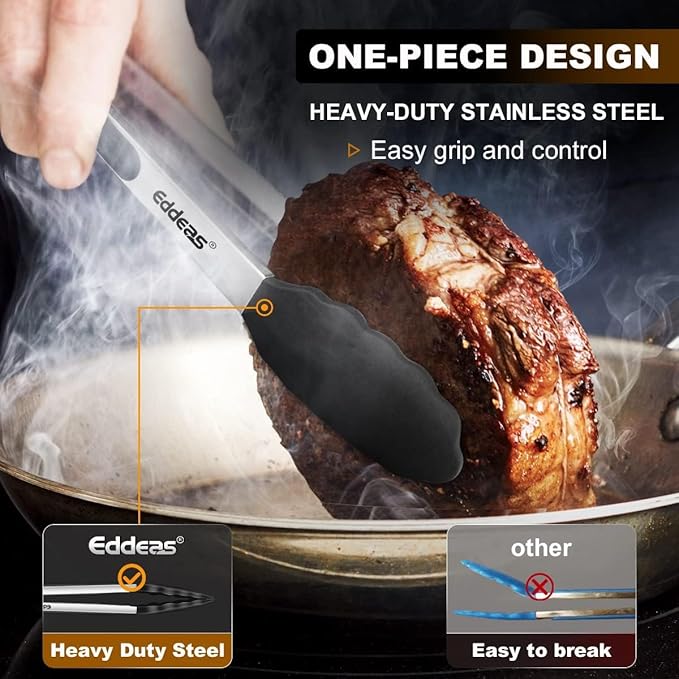 4 Pack Tongs For Cooking, Heat Resistant 600 Degrees 9",12" Stainless Steel Locking Metal Tong & 9",12" Kitchen Tongs with Silicone Tips, Non-Slip Food Silicone Tong, Heavy Duty, Non-Stick-PawvioPets