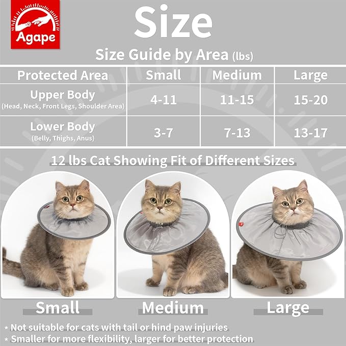Agape Soft Cat Cone, Lightweight Recovery Collar for Cats to Stop Licking and Scratching After Surgery, Comfy Kitten Cone for Wound Care, Cute E Collar Alternative for Small, Medium, and Large Cats-PawvioPets