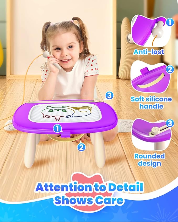 Doodle Board for Toddler Toys Age 1-2, Magnetic Writing Board, Preschool Learning and Educational Toys for 1 2 3 Years Old Girl Boy Gift for Birthday -Purple-PawvioPets
