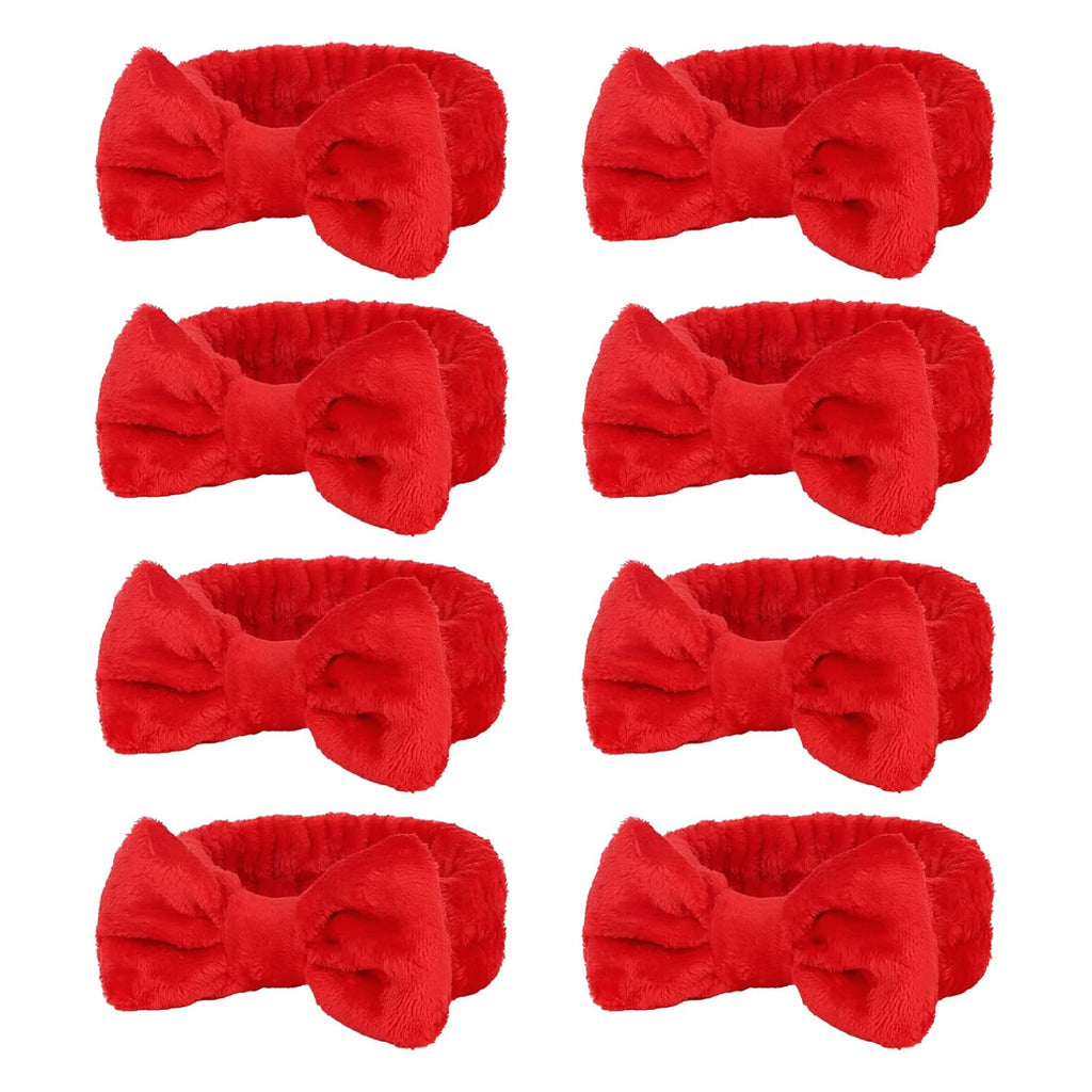 Semato 8 Pcs Red Spa Headband Skincare Headbands for Women Gifts and Party Supplies (red)