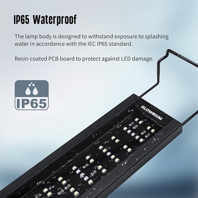 GLOWRIUM Aquarium Light, LED Freshwater Fish Tank Light with Timer, Full Spectrum Planted Aquarium Grow Lights with Daylight/Moonlight Mode, Brightness Adjustable, Auto On/Off (30-35 in)-PawvioPets