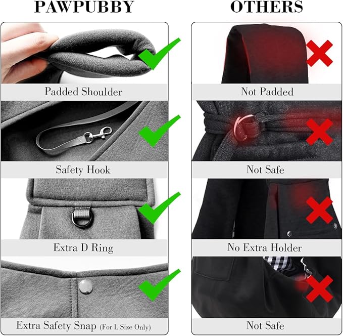 Dog & Cat Carrier Sling, Adjustable Soft Padded Shoulder Puppy Carrier, Hands-Free Dog Carrier Bag with Double Safety Buckles Premium Material for Outdoor Travel (Dark Gray, M)-PawvioPets