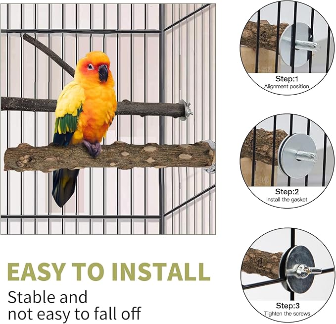 Bird Toys, Natural Parrot Toys for Small Macaws, Budgies, Lovebirds, Finches, Small and Medium Sized Birds Peppercorn Wood Apple Tree Perch Wood Set-PawvioPets