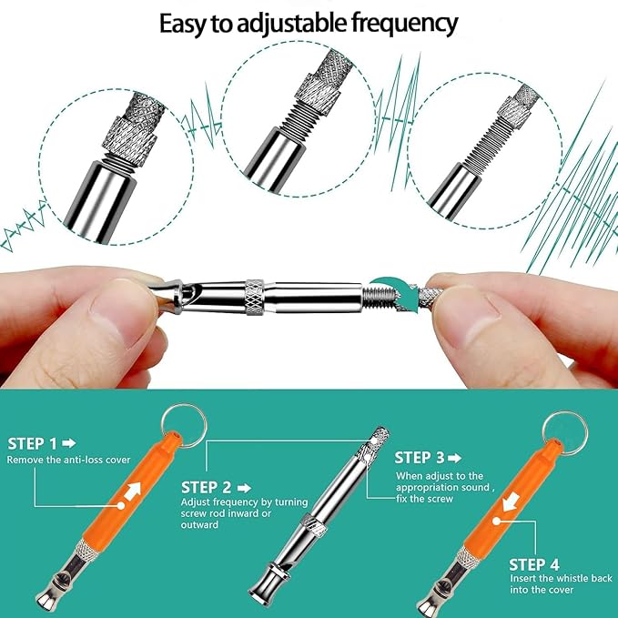 3 PCS Dog Whistles Set, Adjustable Recall Dog Training Whistle Silent Dog Whistle to Stop Barking with Lanyard,Dog Clicker(Orange)-PawvioPets