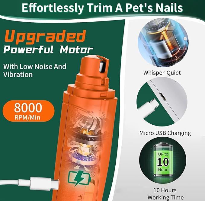 2 in 1 Dog Nail Clippers & Cat Nail Clippers Trimmers for Large Medium Small Dogs Cats Claw Trimmer Quick Sensor and Safety Guard USB Rechargeable Dogs Nail Trimmer with Catcher & 2 LED Lights-PawvioPets