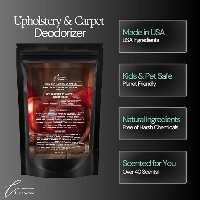 Cozy Cinnamon & Apple Carpet Freshener Powder: Powerful Odor Eliminator for Home, Upholstery Deodorizer, Carpet Deodorizer, Pet Urine, Cat Litter Box - Cozy Cinnamon & Apple Fragrance.-PawvioPets