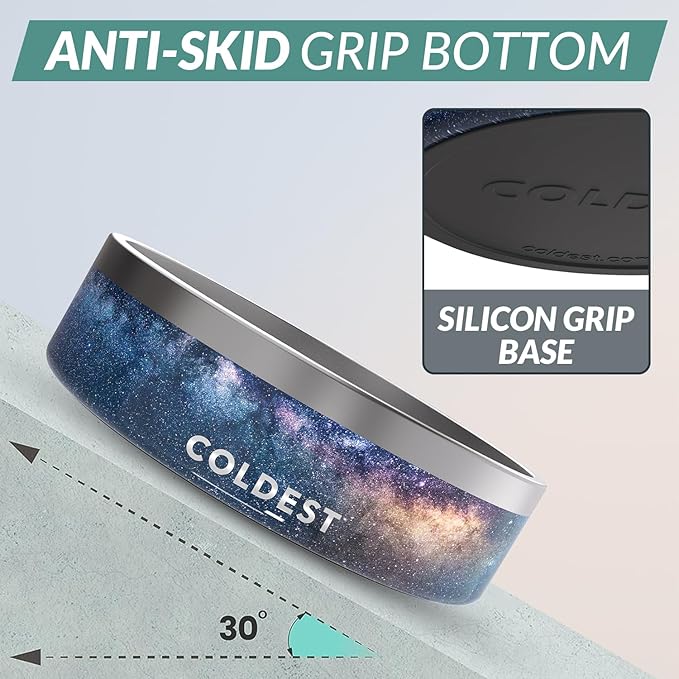 Coldest Dog Bowl - Anti Rust Metal, Non Slip, 3 Layers Insulated Stainless Steel Dog Bowls - Spill Proof & Heavy Duty - Water Bowl for Dogs, Cats & Pets, Dish Washer Safe (42 oz, Into The Beyond)-PawvioPets