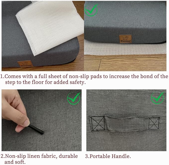 Dog Stair ramp for 30 inch high beds. 6-Step Dog Stair Ramp for 20 to 36 Inch Sofa Beds. Pet Steps for Small, Medium and Large Dogs. Non-Slip, Balanced and Portable. Multifunctional 6 Steps, Gray.-PawvioPets