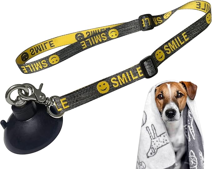 Dog Bathing Tether with Heavy Suction Cup, Dog Grooming Tub Restraint Leash with Adjustable Collar for Pet Cat Shower and Grooming-PawvioPets
