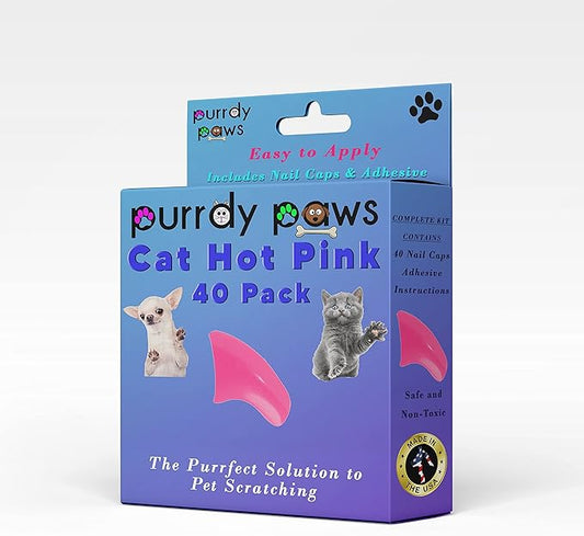40 Pack Soft Nail Caps for Cat Claws HOT Pink Large-PawvioPets