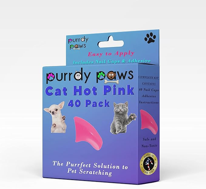 40 Pack Soft Nail Caps for Cat Claws HOT Pink Kitten-PawvioPets