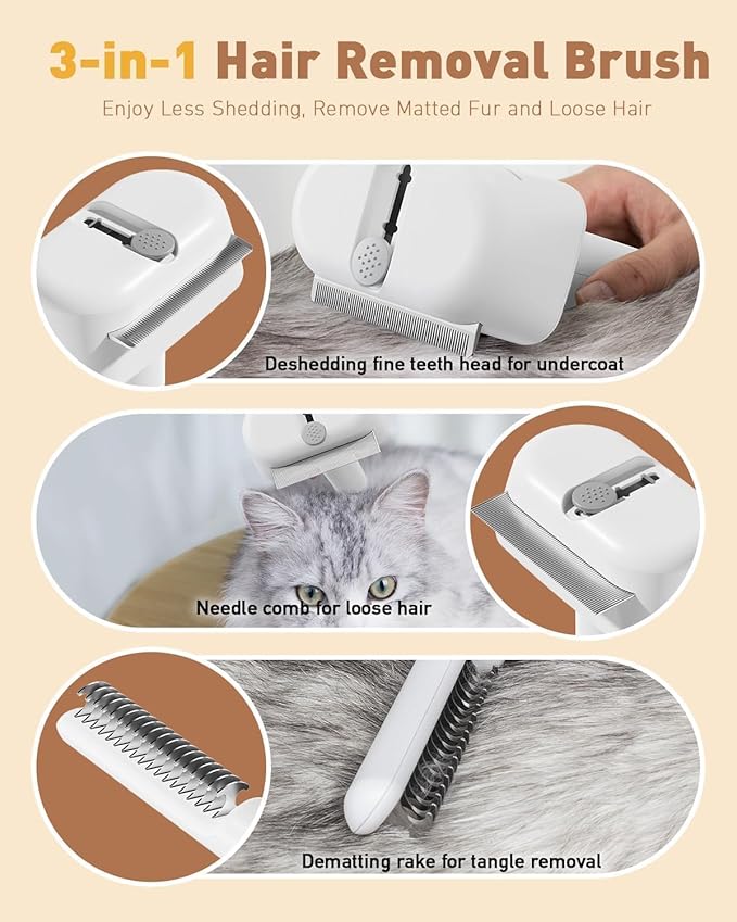 3-in-1 Dog Brush for Shedding, Multifunctional Deshedding Dog Brush for Short Haired Dogs and Cats, Pet Combs for Grooming Matting, Effectively Deshedding and Removes Dirt for Pets-PawvioPets
