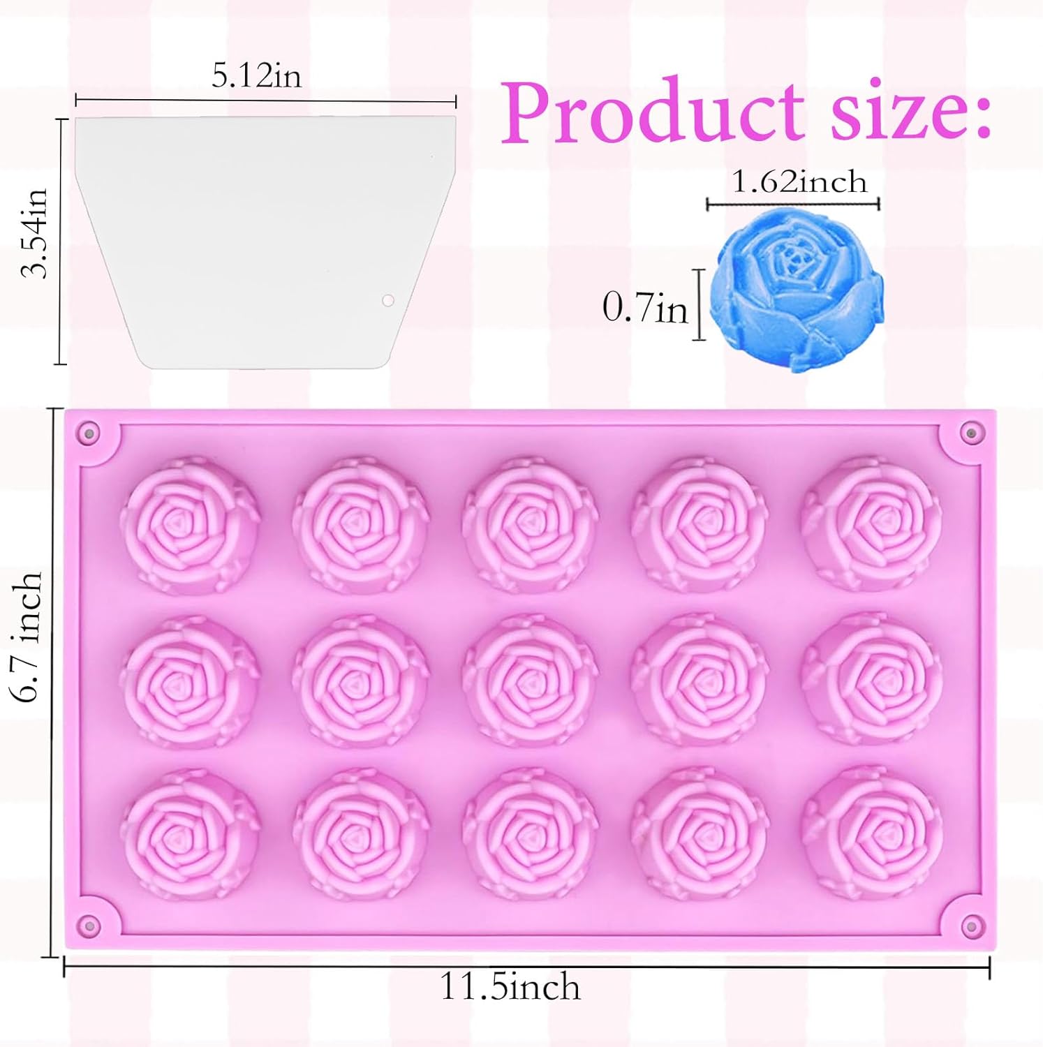 Rose Silicone Molds 45-Cavity Rose Fondant Mold Flower Cake Resin Mold Candy Chocolate Ice Cube Fondant Molds Kitchen Baking Tools for Sugarcraft Cake Decorating
