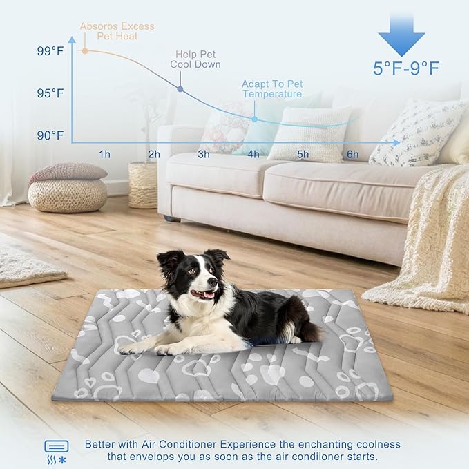 BEAUTYZOO Upgrade Dog Cooling Mat Extra Large, Reversible Self-Cooling Mat for Dogs, Thicken Pet Ice Cool Pad Blanket for Summer Kennel Sofa Bed Floor Car Seat, Machine Washable&Foldable, 48"x28"-PawvioPets