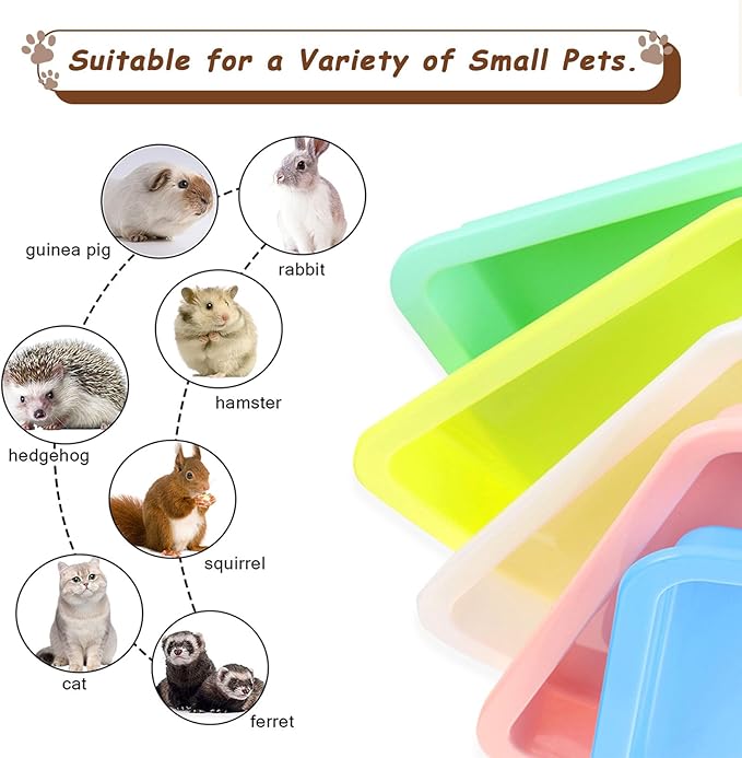 5pcs Kitten Litter Box, Small Cat Litter Box with Scooper, Small Litter Pan Low Entry Shallow Plastic Litter Tray Portable Cat Waste Tray Open Travel Kitten Boxes for Small Pet Rabbit Newborn Cat-PawvioPets