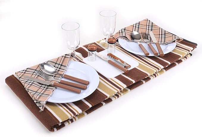 apollo walker Picnic Backpack Bag for 2 Person with Cooler Compartment, Detachable Bottle/Wine Holder, Fleece Blanket, Plates and Cutlery(2 Person, Brown)-PawvioPets