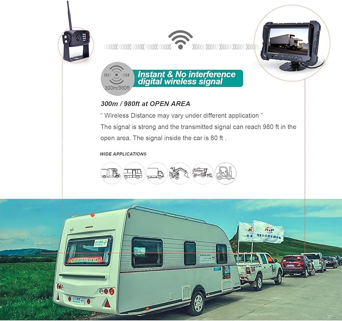Digital Wireless Backup Camera System, 720P Reverse Camera Wireless with Infrared Night Vision and Wide Viewing Angles, 7 inch Wireless Monitor Split Screen for Trailer, RVs, Camper, 5th Wheel, etc-PawvioPets