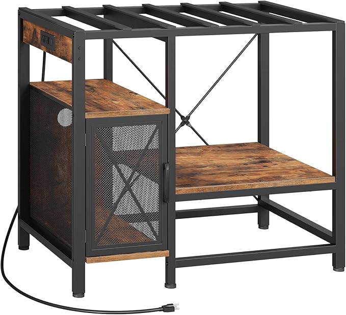 40-50 Gallon Fish Tank Stand, Aquarium Stand with Power Outlet and Storage Cabinet, Heavy Duty Tank Stand Suitable for Turtle Tank, Reptile Terrarium, for Home Office, Rustic Brown FTHR50E01-PawvioPets