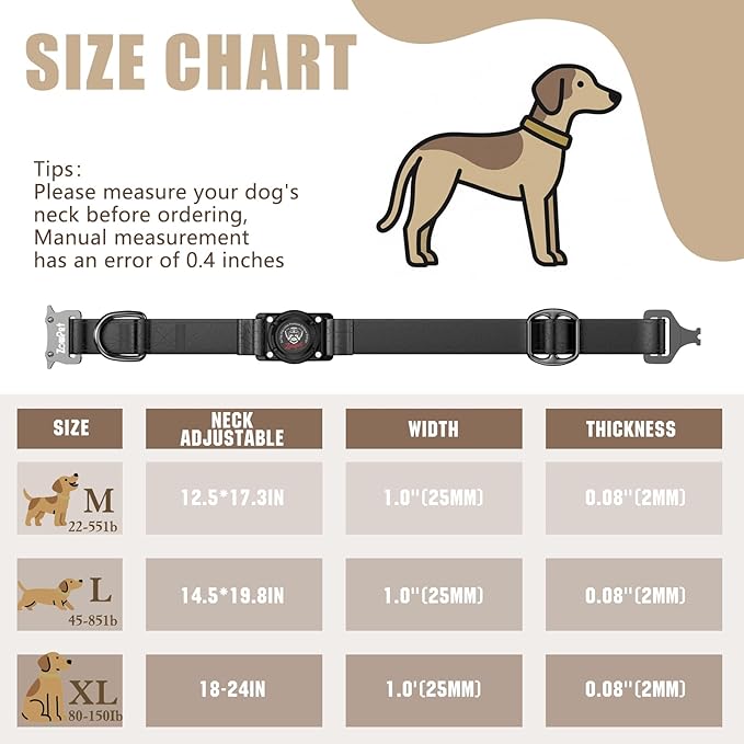 AirTag Dog Collar - Leather Dog Collar with Airtag Holder | IP68 Waterproof AirTag Holder with Metal Buckle, Comfortable GPS Dog Collars Tracker for Medium Large Dogs (Black, XL)-PawvioPets