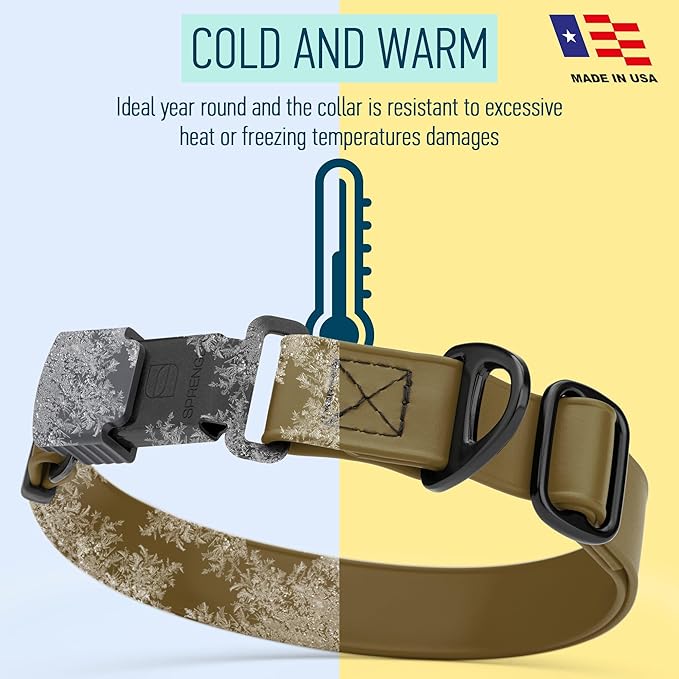 Dogline Biothane Waterproof Dog Collar with Herm Sprenger Black Stainless Steel Quick Release Buckle – Heavy Duty Tactical Durable Collar for Dogs – Comfortable and Safe Pet Collar W3/4" L12-19 Brown-PawvioPets