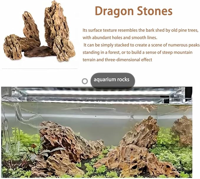Dragon Rocks Aquariums Stones Natural Rocks for Aquascaping, Aquariums, Terrariums, Vivariums Decorative Stone,Reptile Enclosures,Paludariums,and Gardens-10LB（2 to 7 inch）-PawvioPets