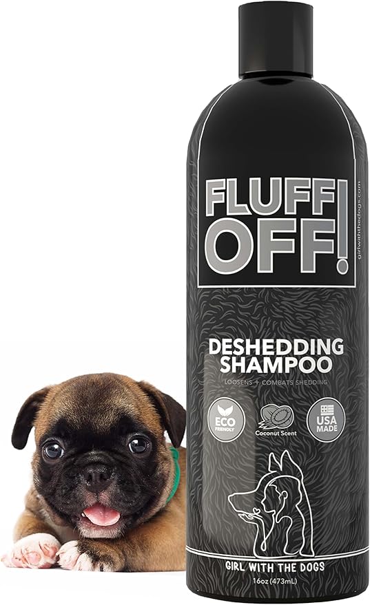 Fluff Off! by Girl With The Dogs, Natural Deshedding Dog & Cat Shampoo, 16 Oz, Made in USA, 8 Wks+-PawvioPets