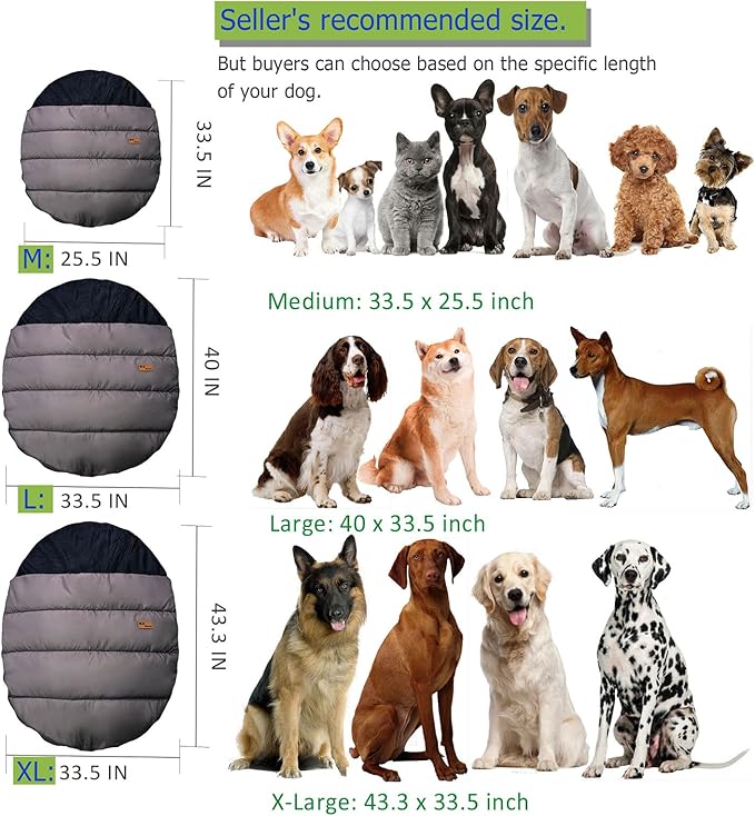 Camping Dog Sleeping Bag, Waterproof Warm Pet Bed Cave, Packable Washable Dog Bed Mat with Compression Bag-PawvioPets