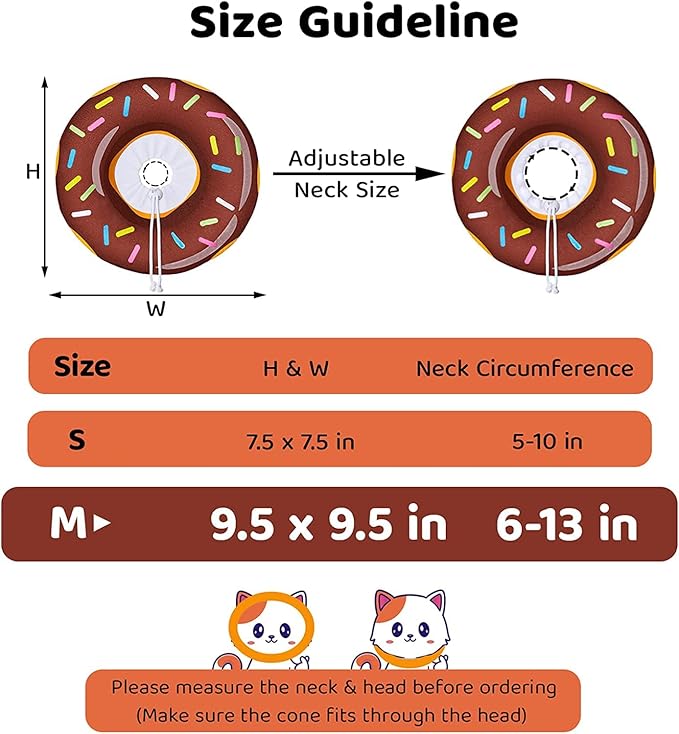 Amakunft Adjustable Cat Cone Collar Soft, Cat Recovery Collar, Cone for Cat After Surgery, Cat Neck Cone, Elizabethan Collar for Cat and Kitten (Donut M (Neck:6"-13"))-PawvioPets