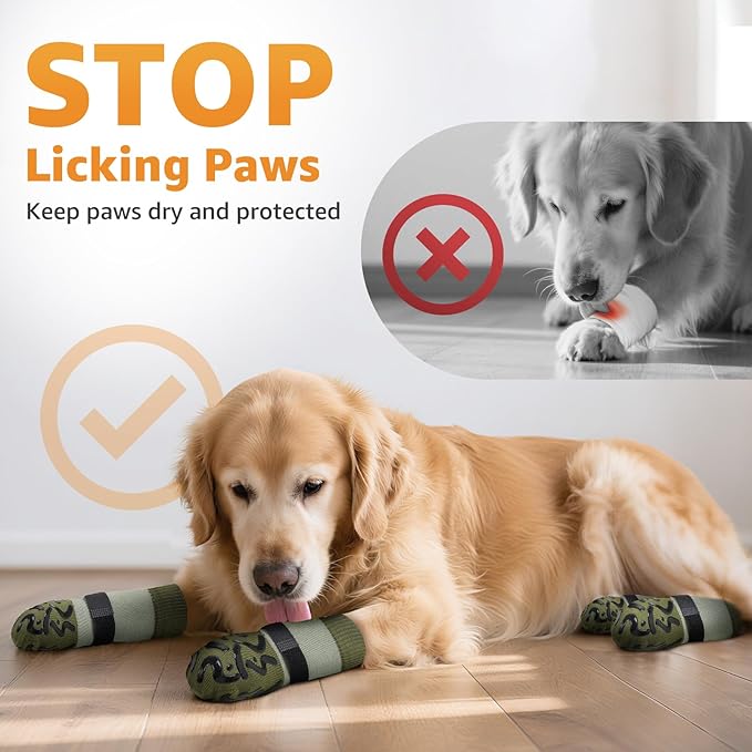 Double Sides Non-Slip Dog Socks to Prevent Licking Paws - Strong Traction for Paw Protector, Senior Dogs, Hardwood Floors, Dog Booties with Grippers - Size Medium-PawvioPets