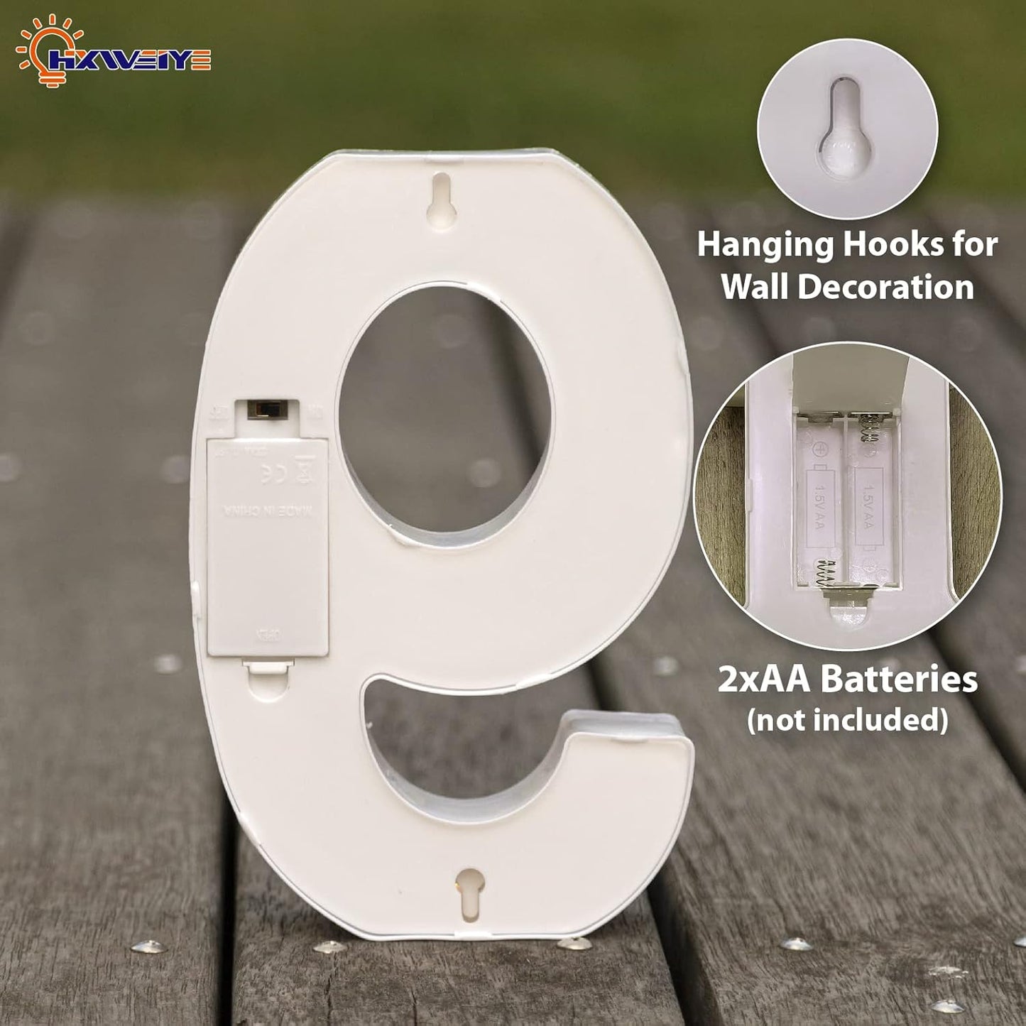 HXWEIYE Light Up Numbers-9, LED Marquee Number Lights Sign 26 Alphabet and 10 Number for Party Bar Birthday, Light Up Letters Battery Powered Warm White Christmas Decoration Numbers Lights