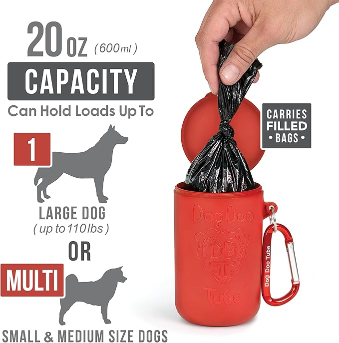 Dog Doo Tube Filled Dog Waste Bag Holders - Reusable Dog Poop Bag Tubes Designed to Keep in Odors and Germs-PawvioPets
