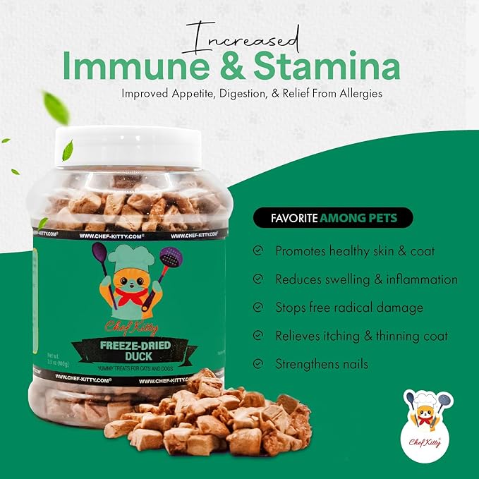 Freeze-Dried Duck Treats for Cats & Dogs – 100% Human Grade, Single Ingredient, High-Protein, Healthy Snack – No Additives or Preservatives – 3.0oz - Inspected & Tested in USA-PawvioPets