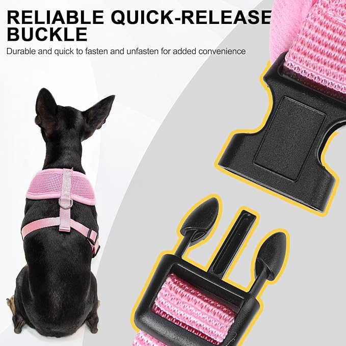 BINGPET Small Dog Harness - Breathable Mesh Puppy Cat Harnesses - No Pull Adjustable Dog Harness Dog Vest Harness for Small and Medium Dogs-PawvioPets