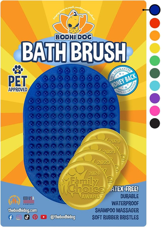 Bodhi Dog Shampoo Brush - Pet Grooming & Bath Supplies for Dogs and Cats - Bath Brush for Long & Short Hair - Premium Scrubber for Shower, Bathing & Massage (One Pack, Blue)-PawvioPets
