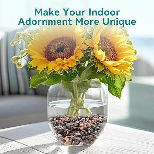 5lbs Terrarium Rocks for Pots Indoor, Succulent, Cactus, Bamboo, Bonsai Tree, 1/5 Inch Rocks for Planters Drainage, Mixed Color Small Lava Rocks for Top-Dressing-PawvioPets