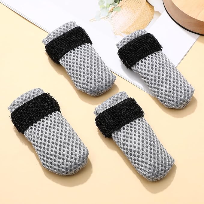 4Pcs Cat Nail Caps, Cats Booties Mittens Paw Covers Caps Shoes for Bathing Shaving Checking Nail Cutting, Pet Grooming Socks AntiScratch Adjustable Pet Claw Protector Foot Sleeves, Grey M-PawvioPets