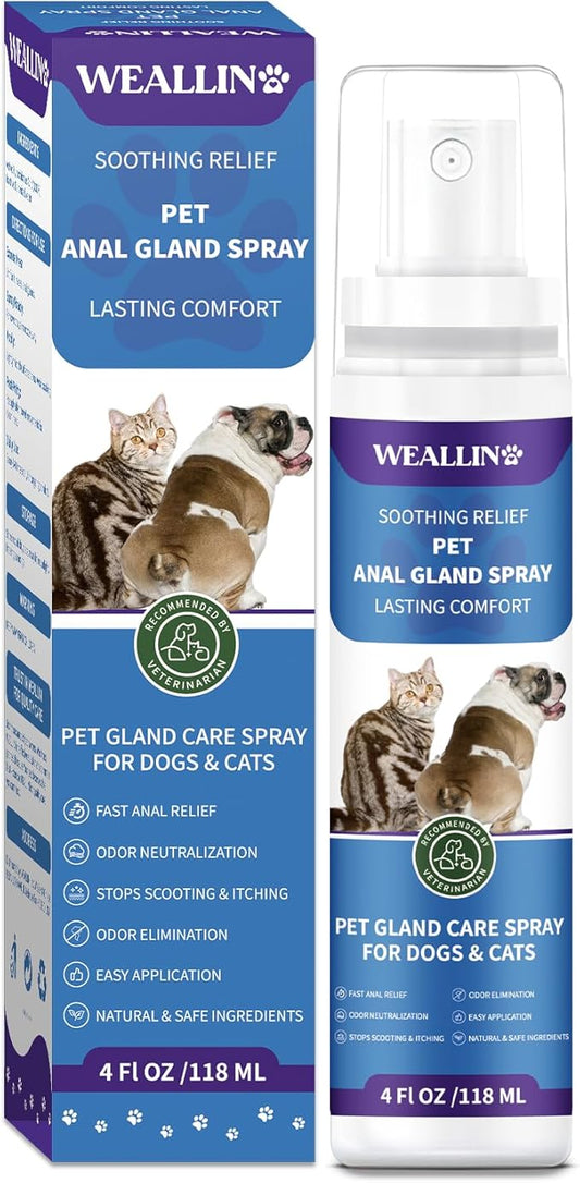 Anal Gland Spray for Dogs Cats - Fast Anal Gland Relief Stops Scooting & Itching Odor Elimination Anti Itch Dog Spray Pain Relieving Safe for All Animals - 4.06 FL OZ-PawvioPets