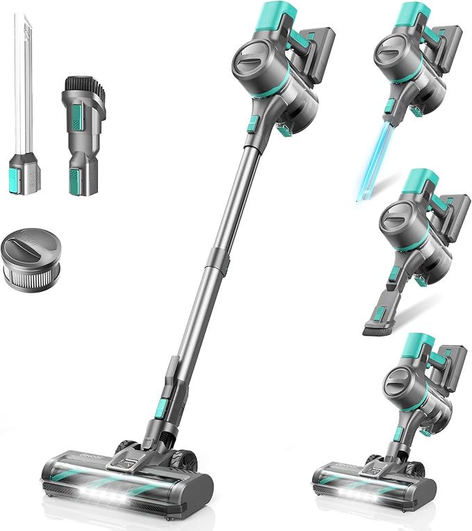 DEVOAC S10K Cordless Vacuum Cleaner, 45Kpa 50mins Lightweight Stick Vacuum with Powerful Suction for Home, Rechargeable, Self-Standing, Handheld Vacuum Cleaners for Hardwood Floors, Carpets, Pet Hair-PawvioPets