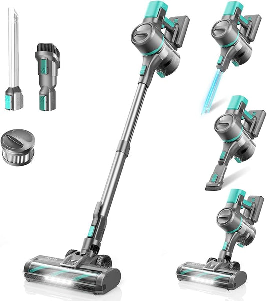 DEVOAC S10K Cordless Vacuum Cleaner, 45Kpa 50mins Lightweight Stick Vacuum with Powerful Suction for Home, Rechargeable, Self-Standing, Handheld Vacuum Cleaners for Hardwood Floors, Carpets, Pet Hair-PawvioPets