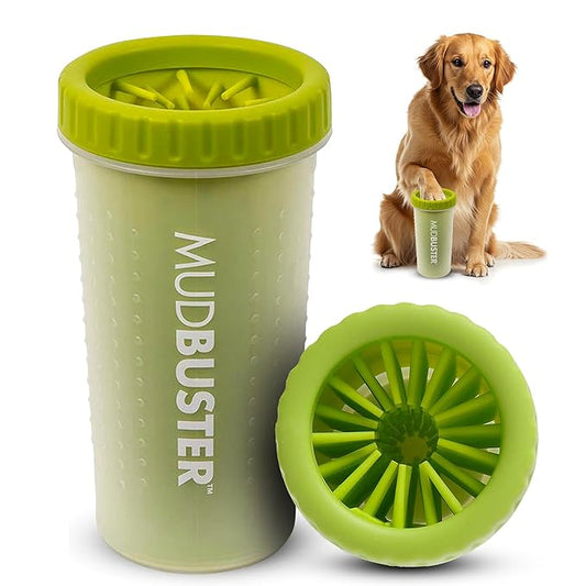 Dexas MudBuster Portable Dog Paw Cleaner, Green Large Paw Cleaning Solution for Premium Pet Supplies-PawvioPets