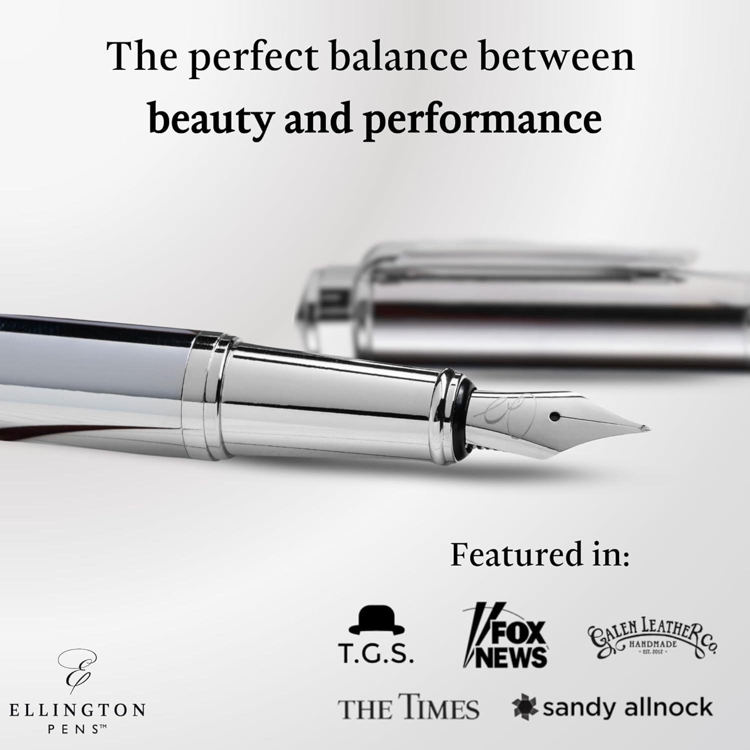 Ellington Pens Luxury Fountain Pen Set- Fountain Pens for Writing - Smooth Extra Fine Nib - Includes Refillable Ink Converter, 3 Ink Cartridges [Black & Blue], Gift Box - Elegant Calligraphy