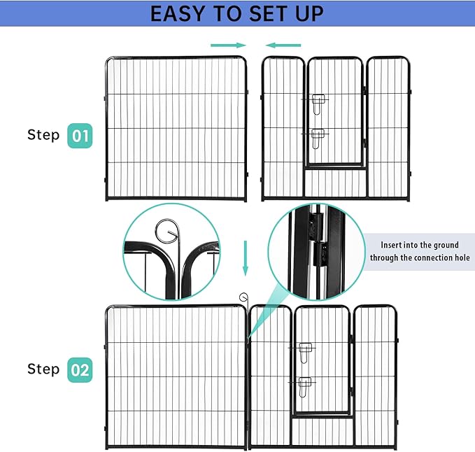BestPet Dog Playpen Indoor 32 inch 32 Panels Metal Dog Pen Pet Dog Fence Outdoor Exercise Pen with Doors,Pet Puppy Playpen for RV Camping Yard, Black-PawvioPets