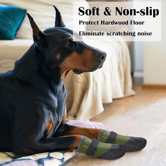 Dog Shoes Lightweight Dog Boots-Breathable Knitted Paw Protector with Adjustable Strap for Hot Pavement, Rain Walking, Hardwood Floors Anti Slip Reduce Noise, Prevent Licking Paws(Green,XXL)-PawvioPets