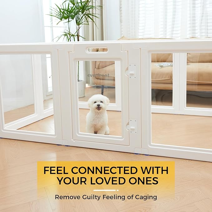 Clear Acrylic Plastic Dog Playpen - Clear Dog Play Pen - Easy Assemble Acrylic Dog Playpen - Puppy Playpen, Cat Playpen, Small Animal Playpen, Dog Play Pen Indoors (White, 30.3" H, 10PCS)-PawvioPets