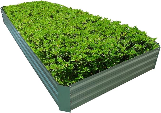 8x4x1ft Metal Raised Garden Bed Kit，Galvanized Garden Bed Box for Vegetables, Flowers, Herbs, and Succulents,240 Gallon Capacity - Green-PawvioPets