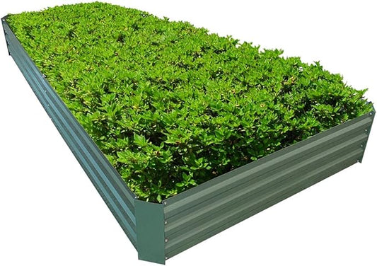 8x4x1ft Metal Raised Garden Bed Kit，Galvanized Garden Bed Box for Vegetables, Flowers, Herbs, and Succulents,240 Gallon Capacity - Green-PawvioPets