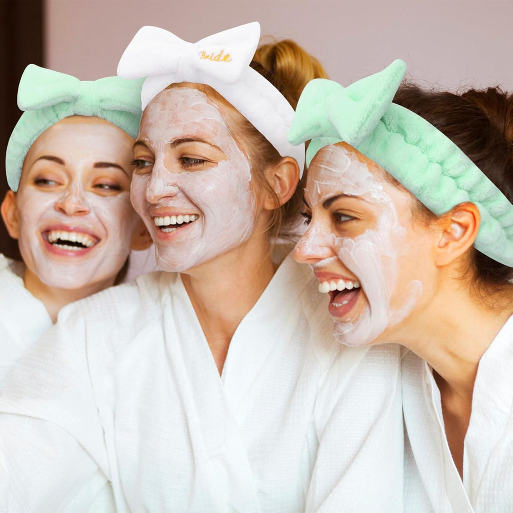 Semato Bachelorette Party Favor Set - Bride & Bridesmaid Spa Headbands (1 bride+ 7green)