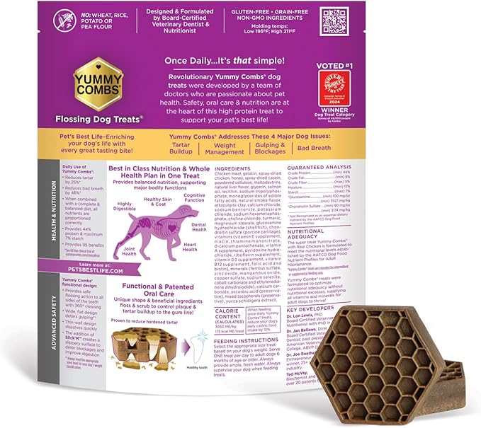 Dog Dental Treats – Vet VOHC Approved – Delicious Chicken Protein – Removes Tartar with Cleaning Comb Shape – Dental Dog Treats for Extra Large Dogs (36oz, 18 Count)-PawvioPets